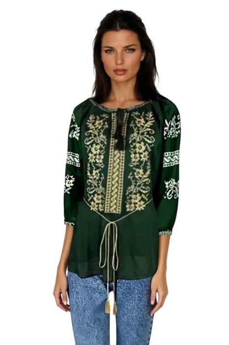 Bluza tip ie dama R24, verde/auriu , marimea 2XL