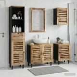Cumpara ieftin Set dulap baie 5 buc. natural 38 x 33 x 160 cm