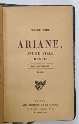 ARIANE , JEUNE FILLE RUSSE roman par CLAUDE ANET, 1922 foto