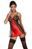 Set Neglije si chilot Michelle, satin rosu, Beauty Night, S/M