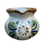VAS VINTAGE CU O ANSA DIN CERAMICĂ, LUCRAT SI DECORAT MANUAL