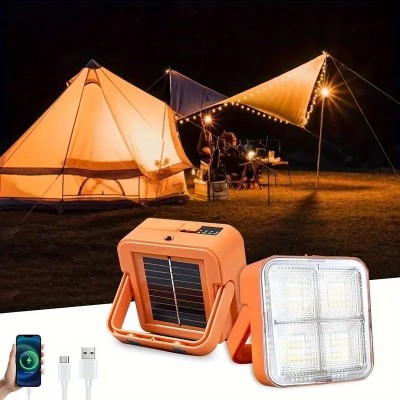 Lampă portabilă de camping, re&amp;icirc;ncărcabilă solar și USB foto