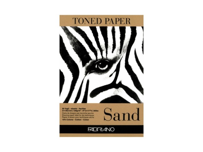 Bloc desen Toned Paper Sand, A4, 120g, 50 file, fara spirala Fabriano