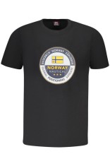 Norway Tricou barbati, din bumbac, Regular fit, Negru (Marime: 2XL) foto