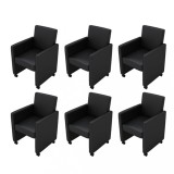 Gossi scaune de sufragerie, 6 buc., negru, piele ecologica