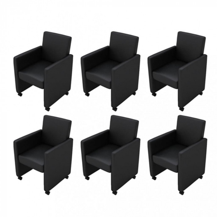 Gossi scaune de sufragerie, 6 buc., negru, piele ecologica