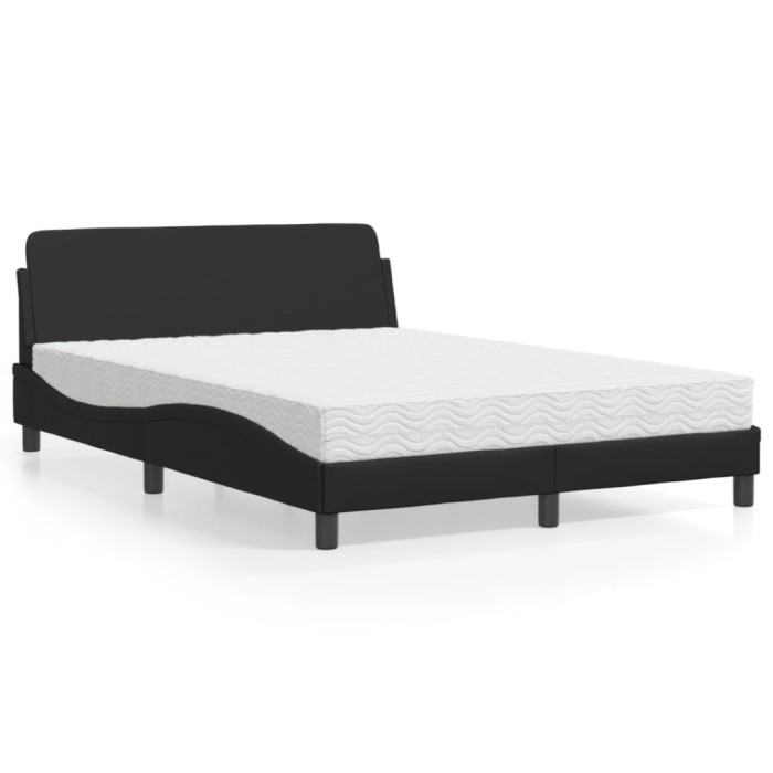 vidaXL Pat cu saltea, Dover, negru, 140x190 cm, piele ecologică 3208397