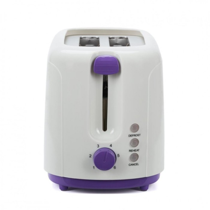 Prajitor de paine Ultraviolet Heinner, 750 W, 2 felii, 6 setari rumenire, carcasa plastic, Alb/Violet