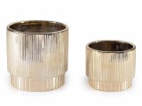 Set 2 vaze flori ceramica aurie &Oslash; 13 cm x 12,5 H, &Oslash; 10,5 x 8,5 H
