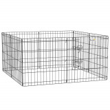 PawHut Gard Modular pentru C&acirc;ini și Căței, Interior/Exterior, cu 8 Panouri din Plasă și Ușă, 61x61 cm, Negru | Aosom Romania