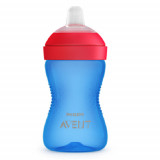 Cana cu tetina moale de formare albastru/rosu, 300ml, Philips Avent