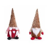 Set 2 figurine Mos Craciun si Craciunita textil multicolor II cm 15x13x34 H