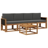 vidaXL Set de canapele de exterior cu pernă 4 pcs Natural și Antracit 3384963