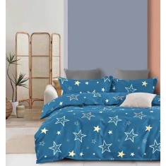 Lenjerie de pat pentru o persoana cu husa de perna dreptunghiulara, Astrid, bumbac mercerizat, multicolor