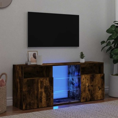 vidaXL Comodă TV cu lumini LED, stejar fumuriu, 120x30x50 cm 815714 foto