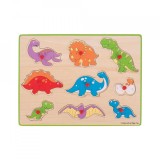 Puzzle din lemn incastru - Dinozauri, BigJigs Toys