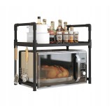 Cumpara ieftin Raft pentru cuptor cu microunde, multifunctional, extensibil, din PVC, dimensiuni 49 x 48 x 32 cm, negru