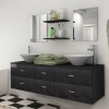 VidaXL Set mobilier baie 9 piese cu chiuvete și robinete incluse, Negru