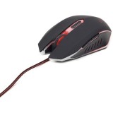 Gembird gaming optical mouse 2400 DPI, 6-button, USB, black with red backlight