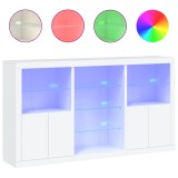 Cumpara ieftin Servanta cu lumini LED, alb, 181,5x37x100 cm