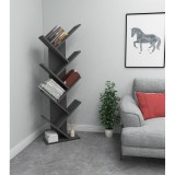 Cumpara ieftin Biblioteca Gri Almaren Zermat, 46x128.5x22 cm, MDF/PAL, Rafturi Numeroase, Fixare pe Perete, Mobila Living, Design Modern