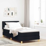 Cumpara ieftin Pat cu arcuri cu saltea Negru și Alb 90 x 200 cm țesătură