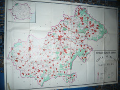 Harta mare a Judetului SATU MARE 1978 ,dim.=131x96cm RSR Inst.Geodezie si Organi foto