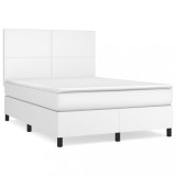 Cumpara ieftin Pat box spring cu saltea, alb, 140x200 cm, piele ecologica