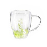 Cumpara ieftin Cana sticla dubla transparenta verde &Oslash; 9 cm x 11 H, 300 ml