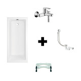 Set cada Villeroy &amp; Boch, Targa, 160 x 70 cm, baterie Hansgrohe, Vernis Blend, instalatie Rotexa 2000, Kludi si picioare pentru cada Villeroy &amp; Boch