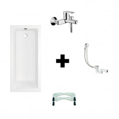 Set cada Villeroy & Boch, Targa, 160 x 70 cm, baterie Hansgrohe, Vernis Blend, instalatie Rotexa 2000, Kludi si picioare pentru cada Villeroy & Boch