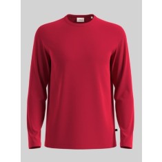 Tricou cu maneca lunga barbati si decolteu la baza gatului, Regular fit, Rosu, S