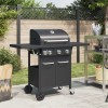 Gratar pe Gaz vidaXL, 4 Arzatoare, Negru, Otel Vopsit Electrostatic, Termometru, Dulap, 126.5x55.5x109 cm
