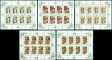 RUSIA ( URSS) 1986 CIUPERCI 5 minicoli cu cate 8 val. MNH**, Nestampilat