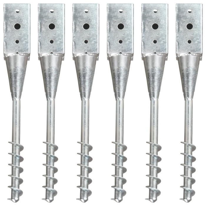Gossi tarusi de sol, 6 buc., argintiu, 10x10x57 cm, otel galvanizat