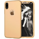 Cumpara ieftin Husa GloMax FullBody Gold pentru Apple iPhone XS cu folie de sticla inclusa