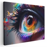 Tablou ochi cu iris colorat curcubeu, detaliu, multicolor 1652 Tablou canvas pe panza CU RAMA 70x100 cm