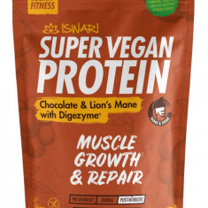 Proteina Super Vegan bio ciocolata si coama de leu cu DigeZyme, 875g, Iswari