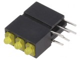 LED Galben 1.8mm 3 Diode 20mA 70&deg; 5-17mcd
