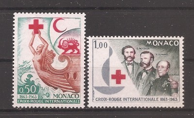 Monaco 1963 - Cea de-a 100-a aniversare a Crucii Roșii Internaționale, MNH foto