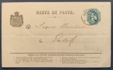 ROMANIA 1876 - Intreg Postal - CARTA DE POSTA. - 5 bani albastru - circulat Bucuresti - Galati