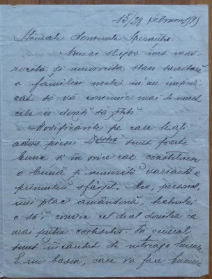 Scrisoare Paul Gusty catre Theodor Sperantia , regizor la Teatrul National ,1915 foto