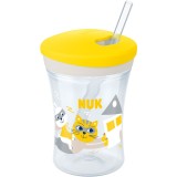 Cana cu pai Nuk Evolution Action, unisex, 12 luni+, 230 ml, Galben