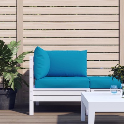 vidaXL Perne canapea din paleți, 3 buc., albastru deschis, textil foto