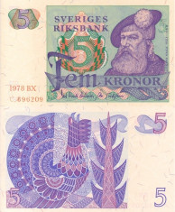 SUEDIA 5 kronor 1978 UNC!!! foto