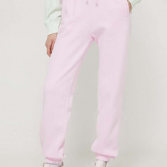Abercrombie & Fitch pantaloni de trening culoarea roz, neted