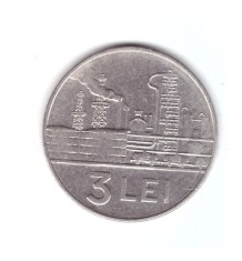 Moneda 3 lei 1966, stare buna, curata, cant intreg