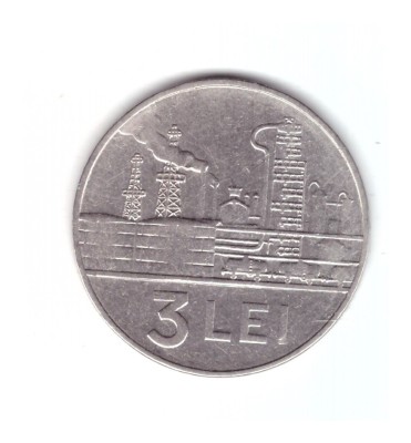 Moneda 3 lei 1966, stare buna, curata, cant intreg foto