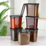 Set Ginzamaison 6 Cutii alimente Jumbo (6X2000 ml), Antracit Transparent, si 24 etichete adezive cadou