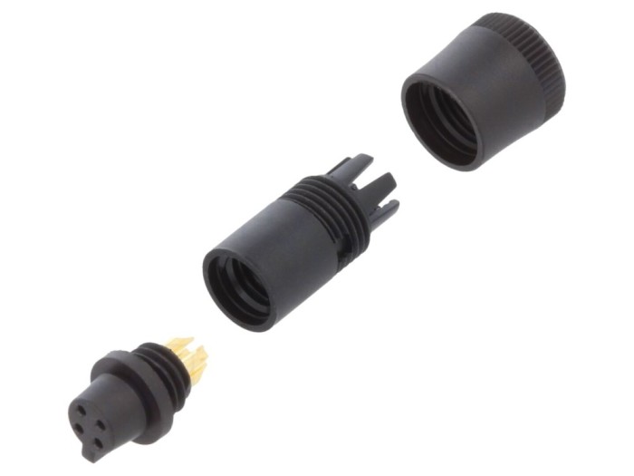 Conector circular mamă 4 pini aurit 3A